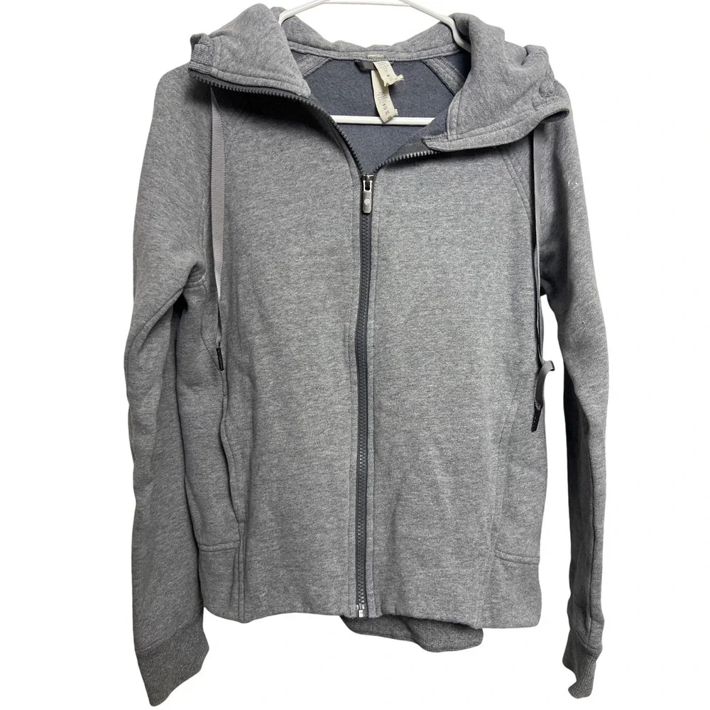 Lululemon Scuba Full Zip Hoodie‎ Heathered Grey Women 6 Thumbholes Fleece Sporty